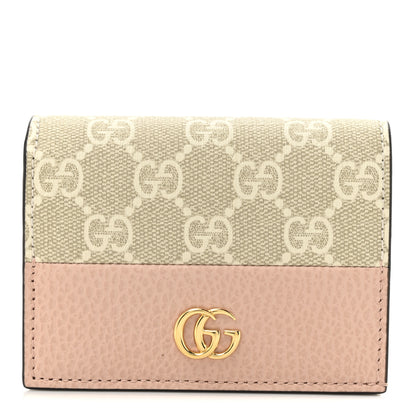Gucci Dollar Calfskin GG Supreme Monogram GG Marmont Card Case Perfect Pink Beige Mystic White 1 of 8