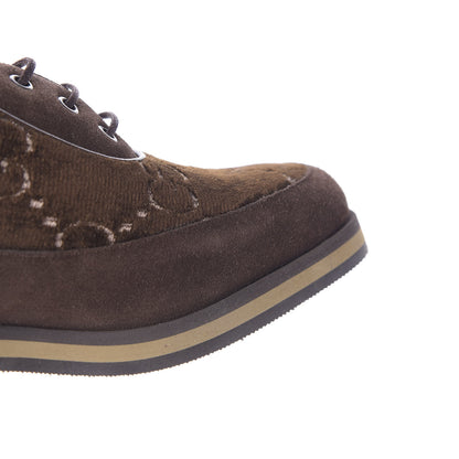 Gucci Velvet GG Monogram Thompson Derby Loafers 37 Vintage Cocoa Brown 9 of 10