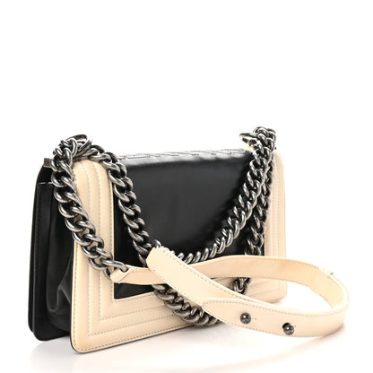 Chanel Glazed Calfskin Medium Boy Flap Black White 3 of 11