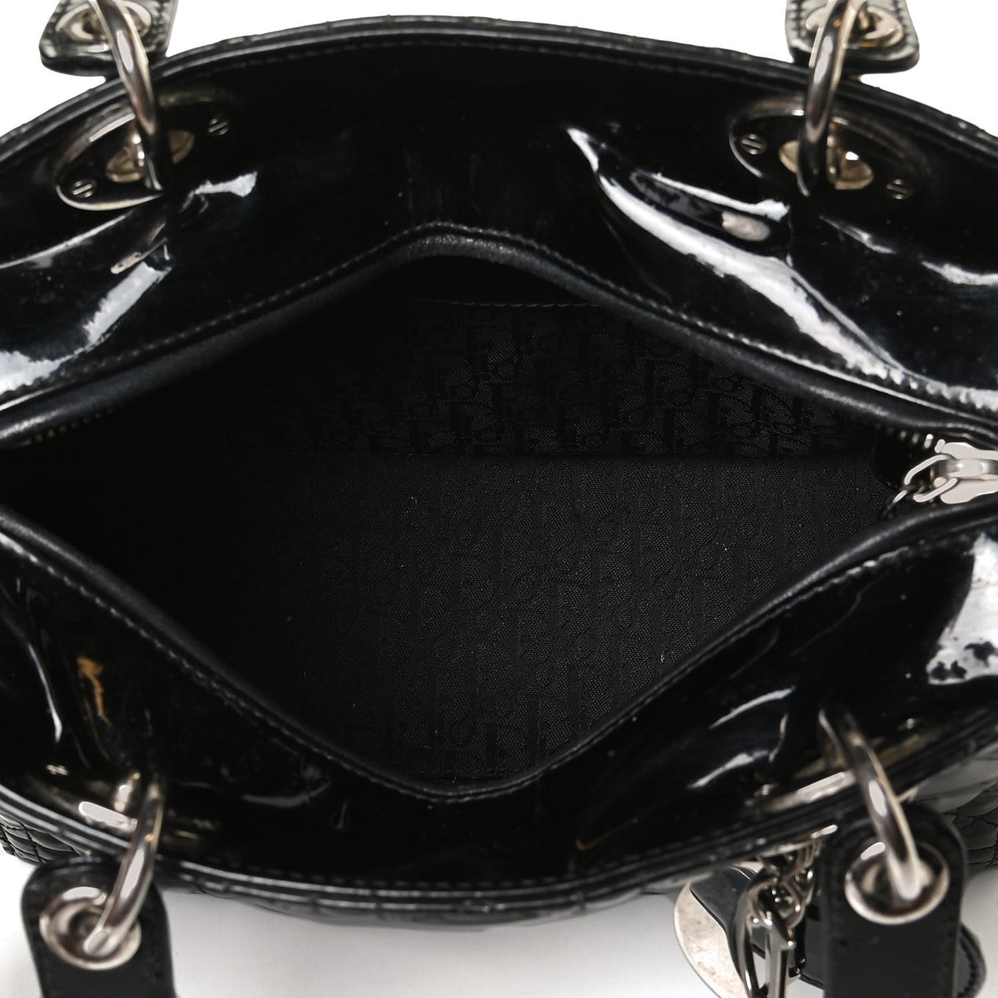 Patent Cannage Medium Lady Dior Black