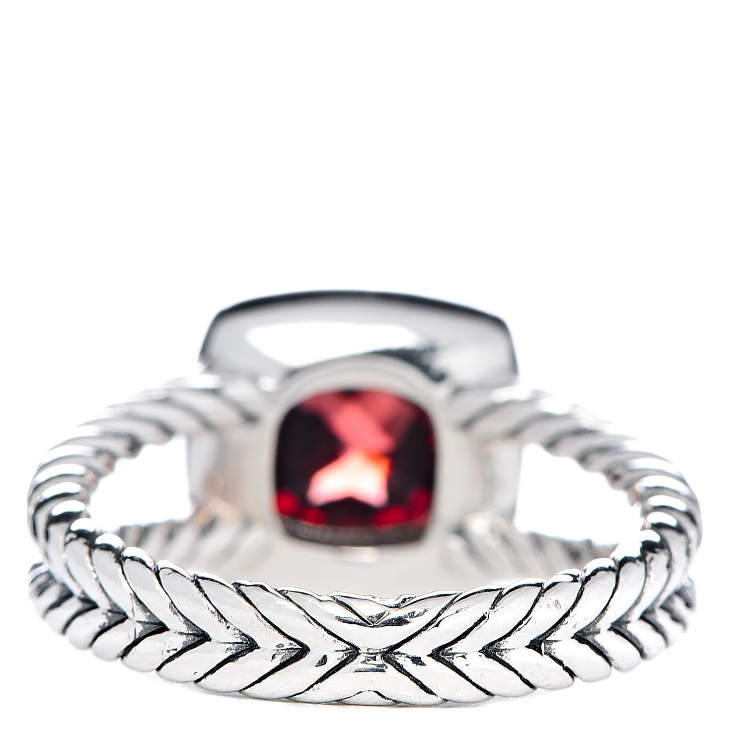David Yurman Sterling Silver Diamond Garnet 7mm Petite Albion Ring 54 7 4 of 5