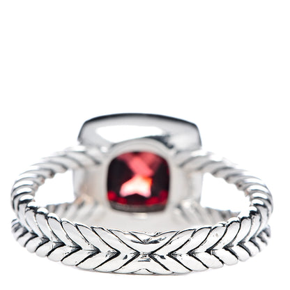 David Yurman Sterling Silver Diamond Garnet 7mm Petite Albion Ring 54 7 4 of 5
