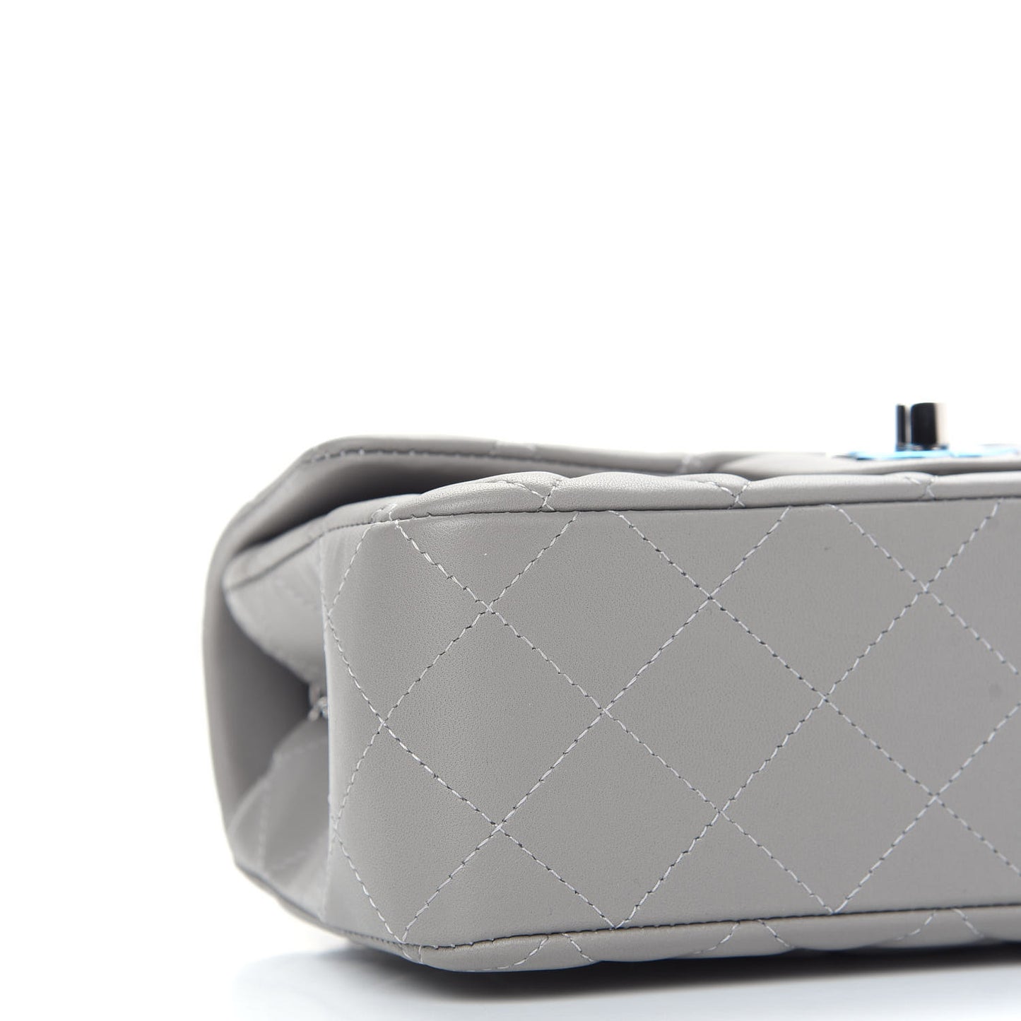 Lambskin Quilted Mini Rectangular Flap Grey