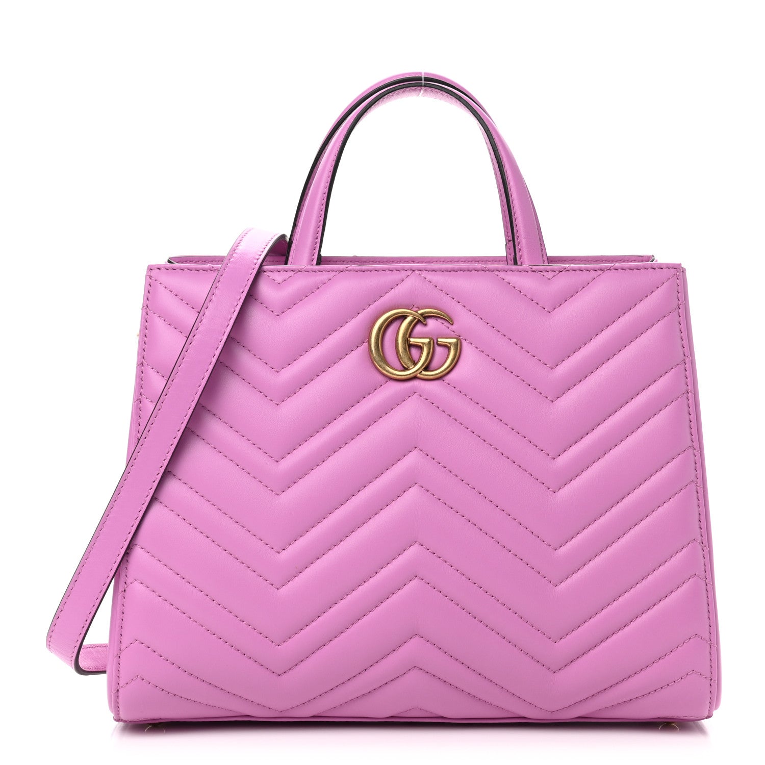 Gucci Calfskin Matelasse Small GG Marmont Tote Candy Mousse 1 of 9