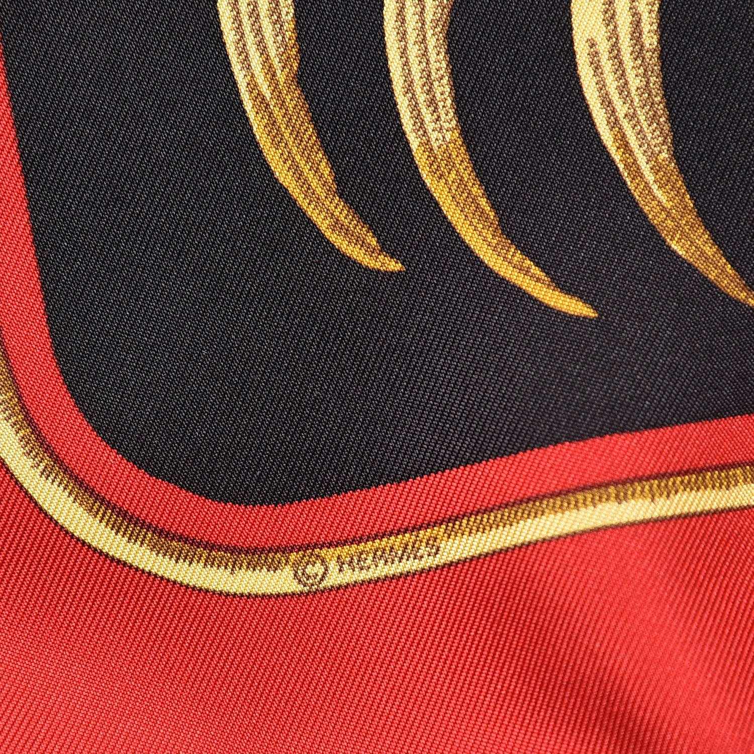 Hermes Silk Tigre Royal Pocket Square Rouge Noir Or 3 of 4