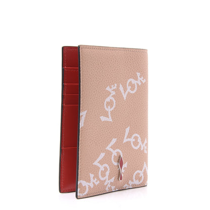 Christian Louboutin CHRSTIAN LOUBOUTIN Grained Calfskin Crazy Love Loubipass Passport Holder Latte 2 of 9