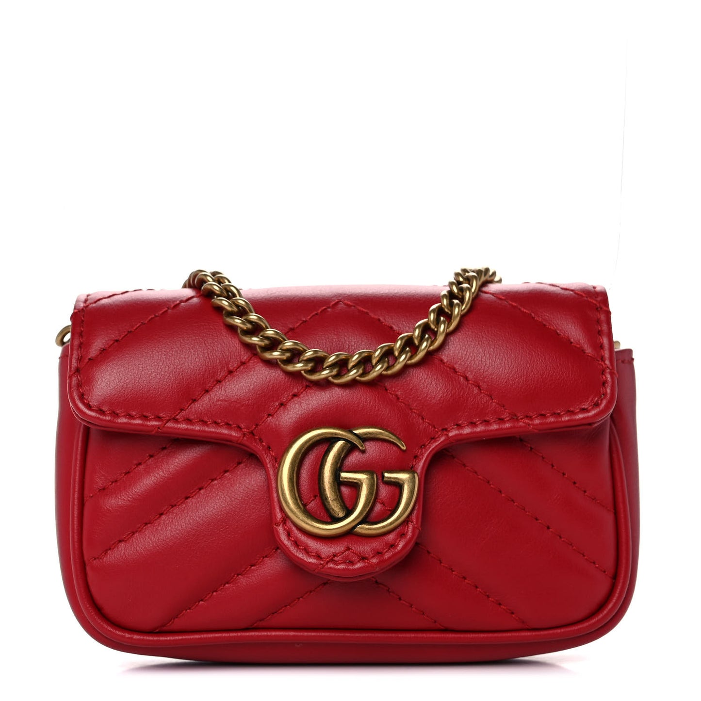 Calfskin Matelasse GG Marmont 2.0 Coin Purse On A Chain Hibiscus Red