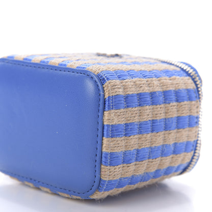 Chanel Raffia Jute Striped Mini Vanity Case With Chain Blue Beige 7 of 10