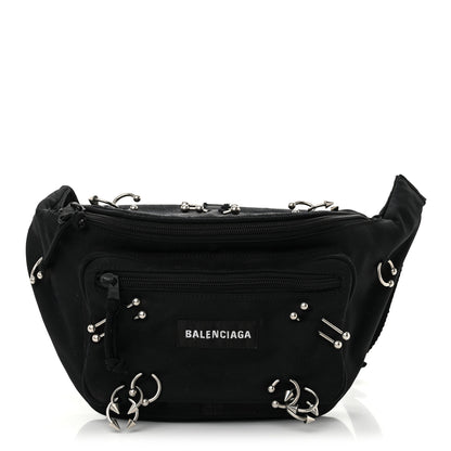 Balenciaga Nylon Canvas Logo Piercing Explorer Beltpack Black White 1 of 13