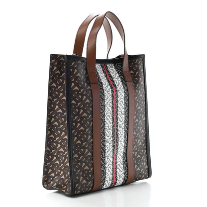 Burberry E-Canvas Monogram Stripe Portrait Tote Bag Bridle Brown 3 of 9