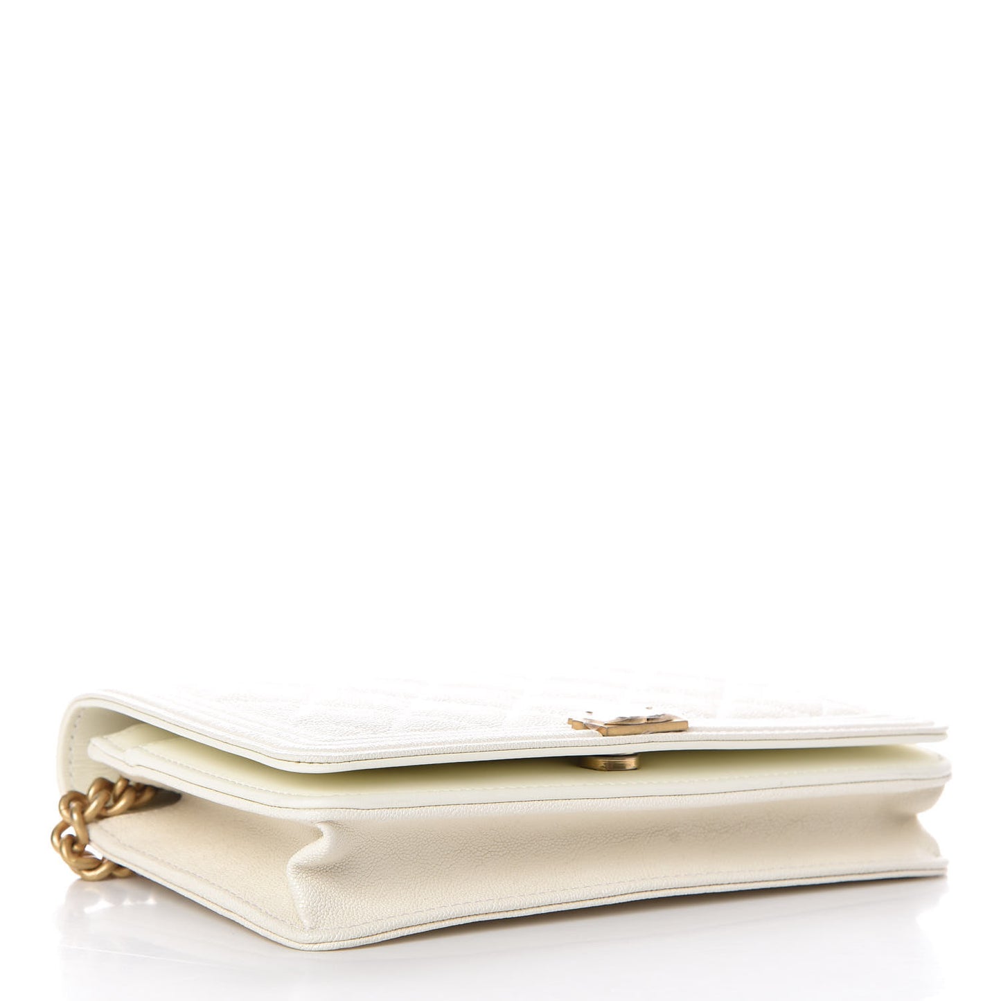Caviar Quilted Boy Wallet On Chain WOC White