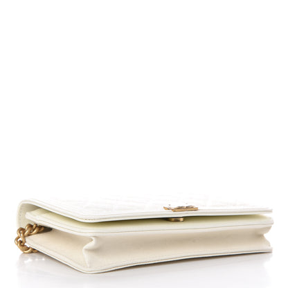Chanel Caviar Quilted Boy Wallet On Chain WOC White 4 of 9