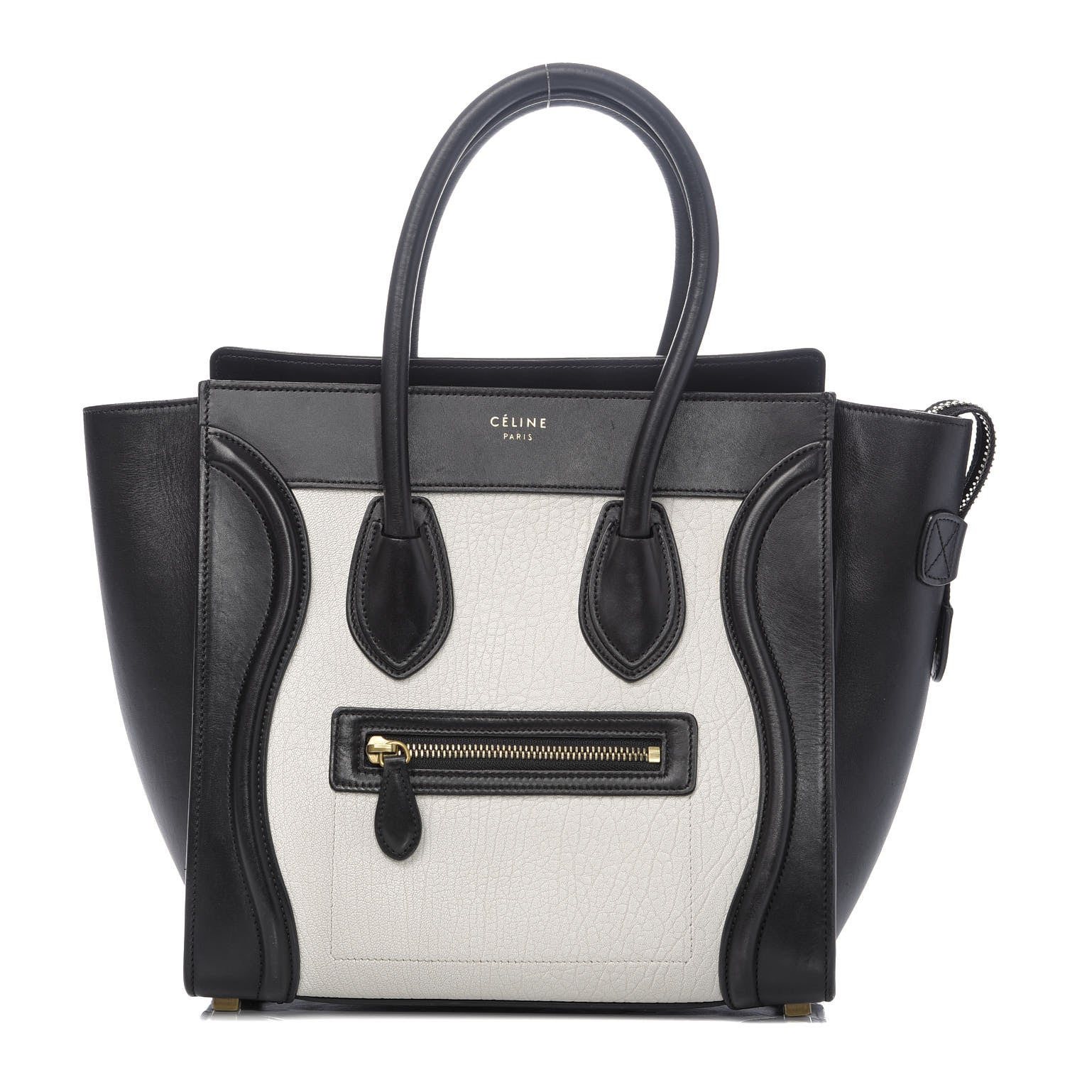 Celine Bullhide Calfskin Micro Bi-Color Luggage Black White 1 of 10