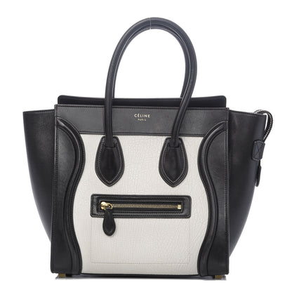 Celine Bullhide Calfskin Micro Bi-Color Luggage Black White 1 of 10