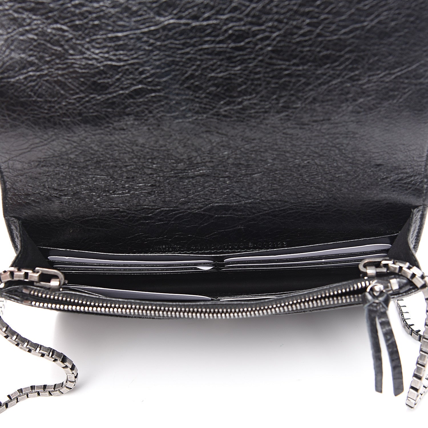 Balenciaga Agneau Silver Metallic Edge Hardware Wallet On Chain Black 4 of 9