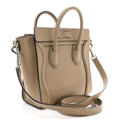 Celine Drummed Calfskin Nano Luggage Dune 3 of 11