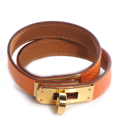 Hermes Epsom Kelly Double Tour Bracelet Orange XS 1 of 7