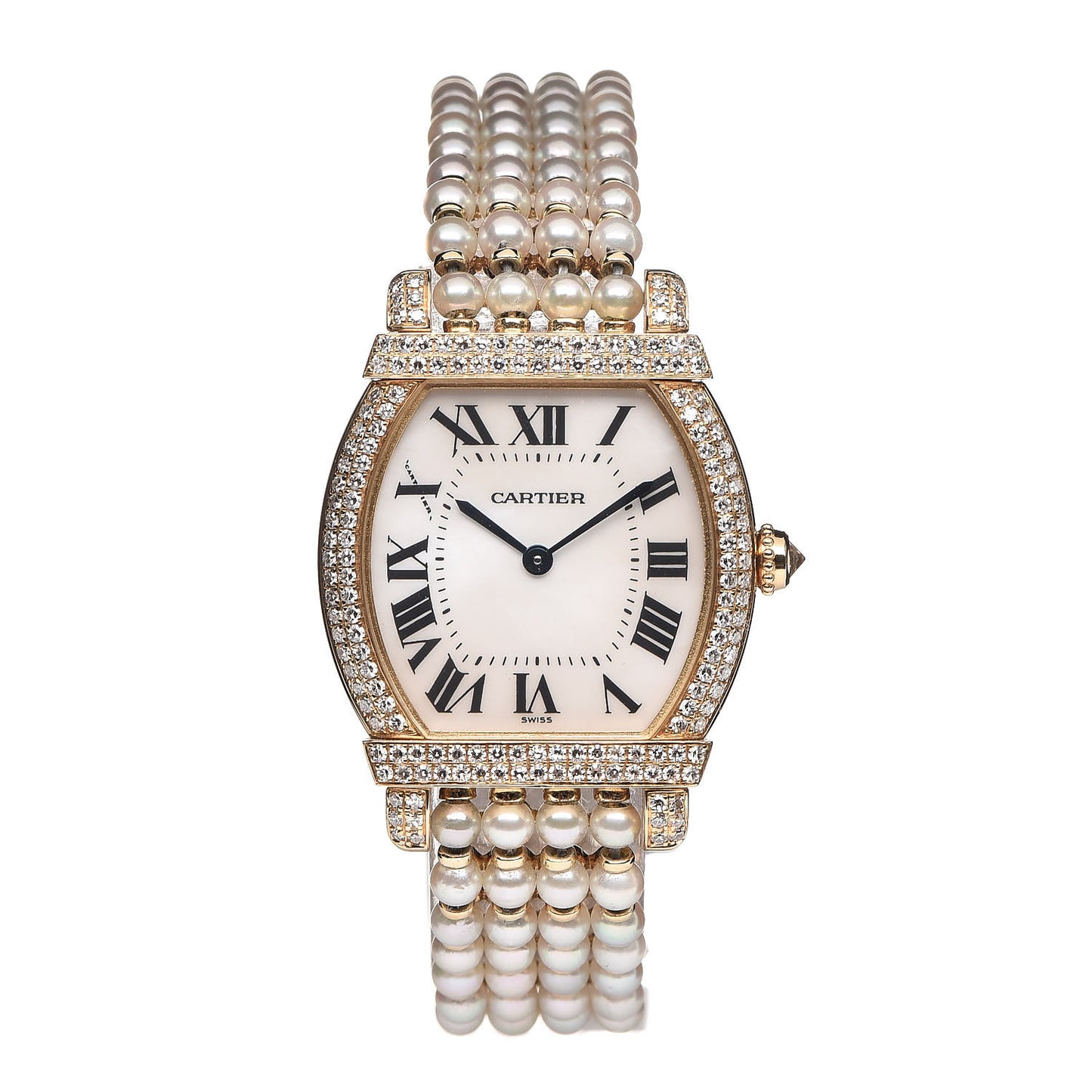 18K Yellow Gold Diamond Pearl 26mm Tortue Chinoise Quartz Watch