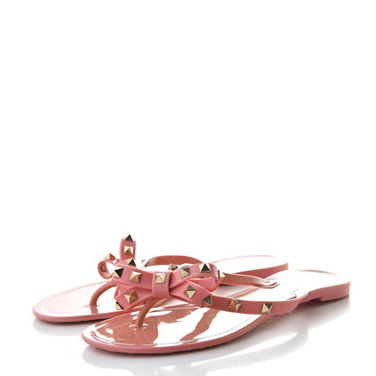 Valentino Garavani PVC Jelly Rockstud Bow Thong Sandals 39 Pink 3 of 10