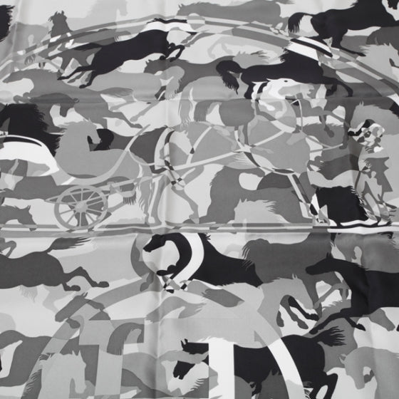 Hermes Silk Ex-Libris En Camouflage Scarf 90 Gris Perle 3 of 8