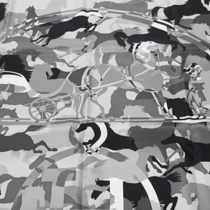 Hermes Silk Ex-Libris En Camouflage Scarf 90 Gris Perle 3 of 8