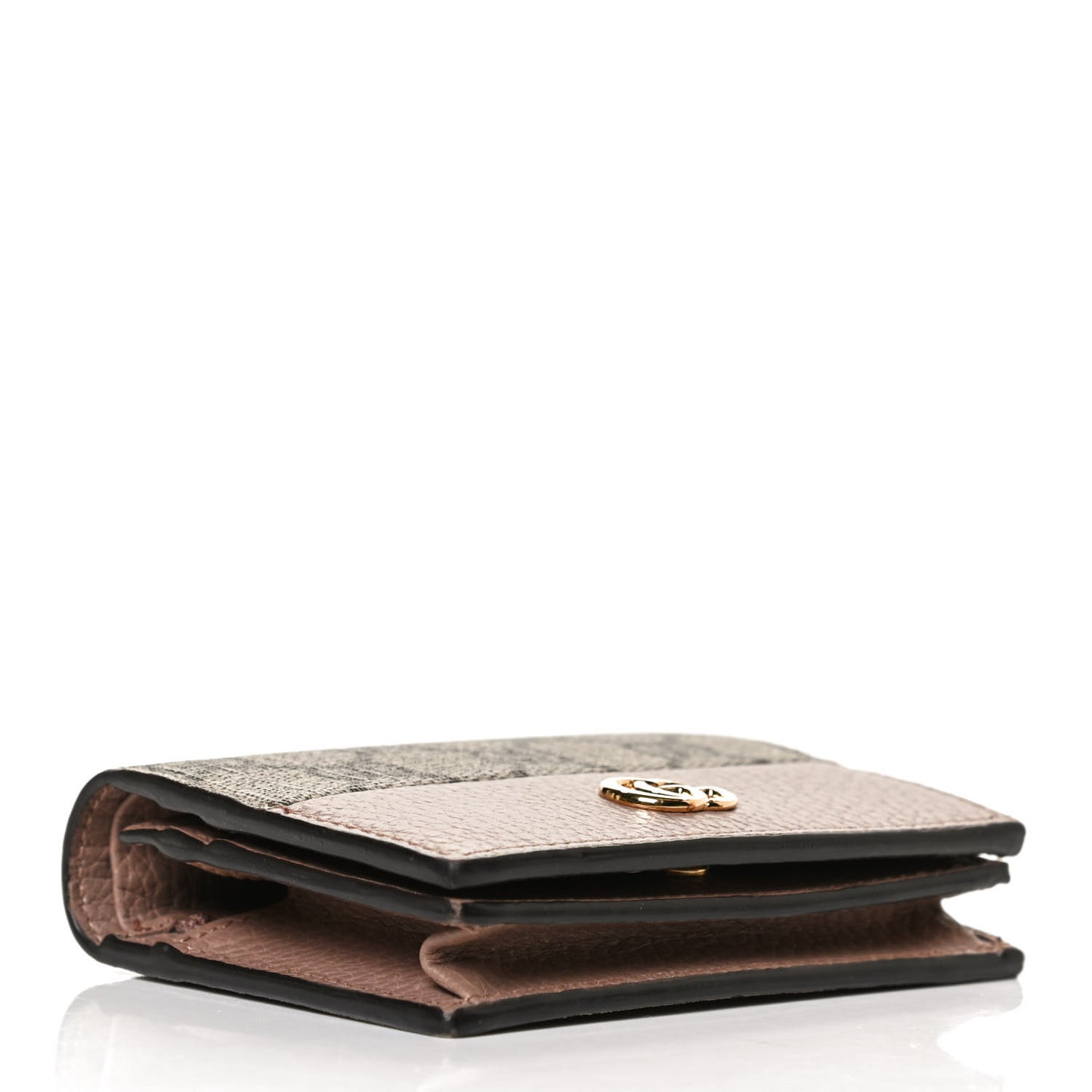 Dollar Calfskin GG Supreme Monogram GG Marmont Card Case Porcelain Rose Beige Ebony