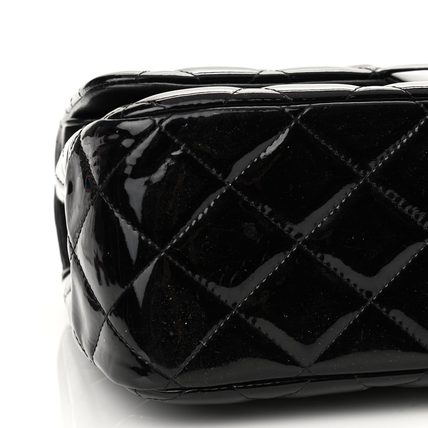 Patent Quilted Jumbo Double Flap Black