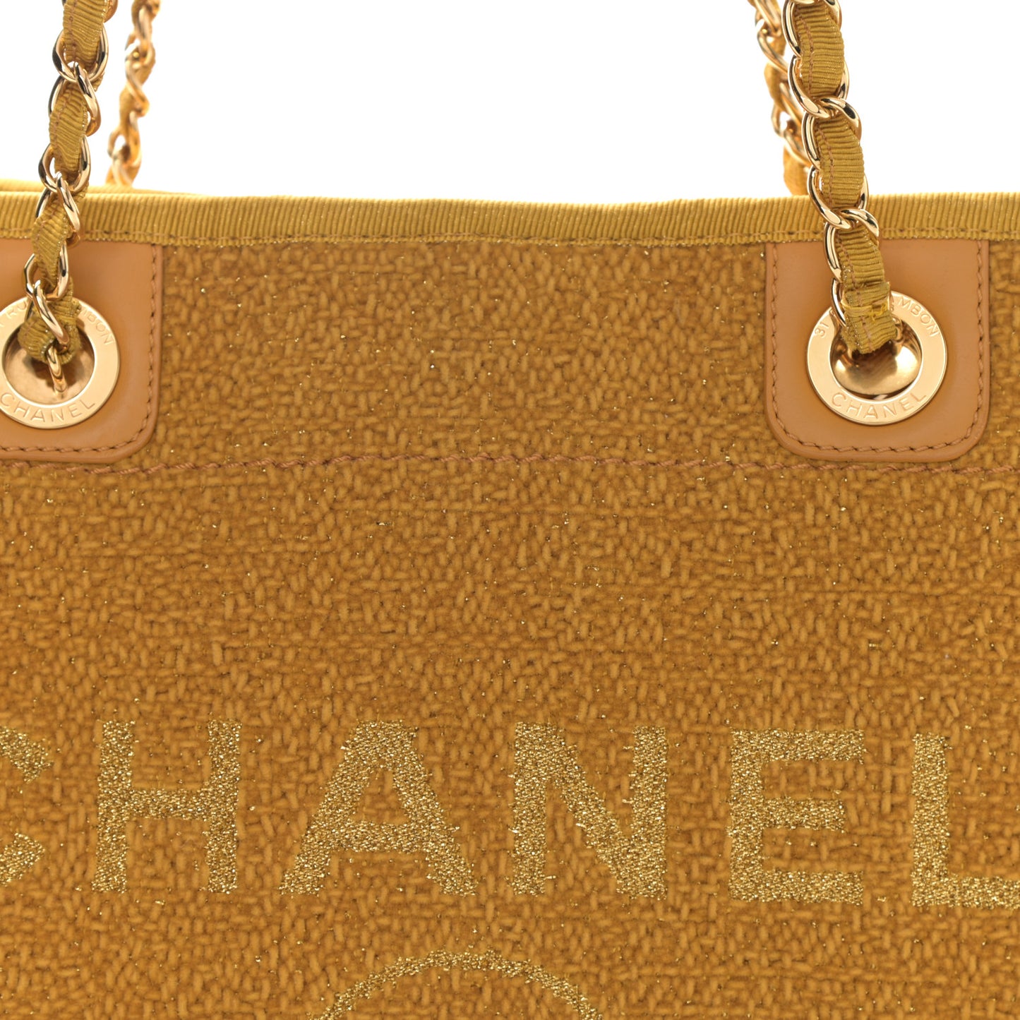Lurex Canvas Small Deauville Tote Yellow