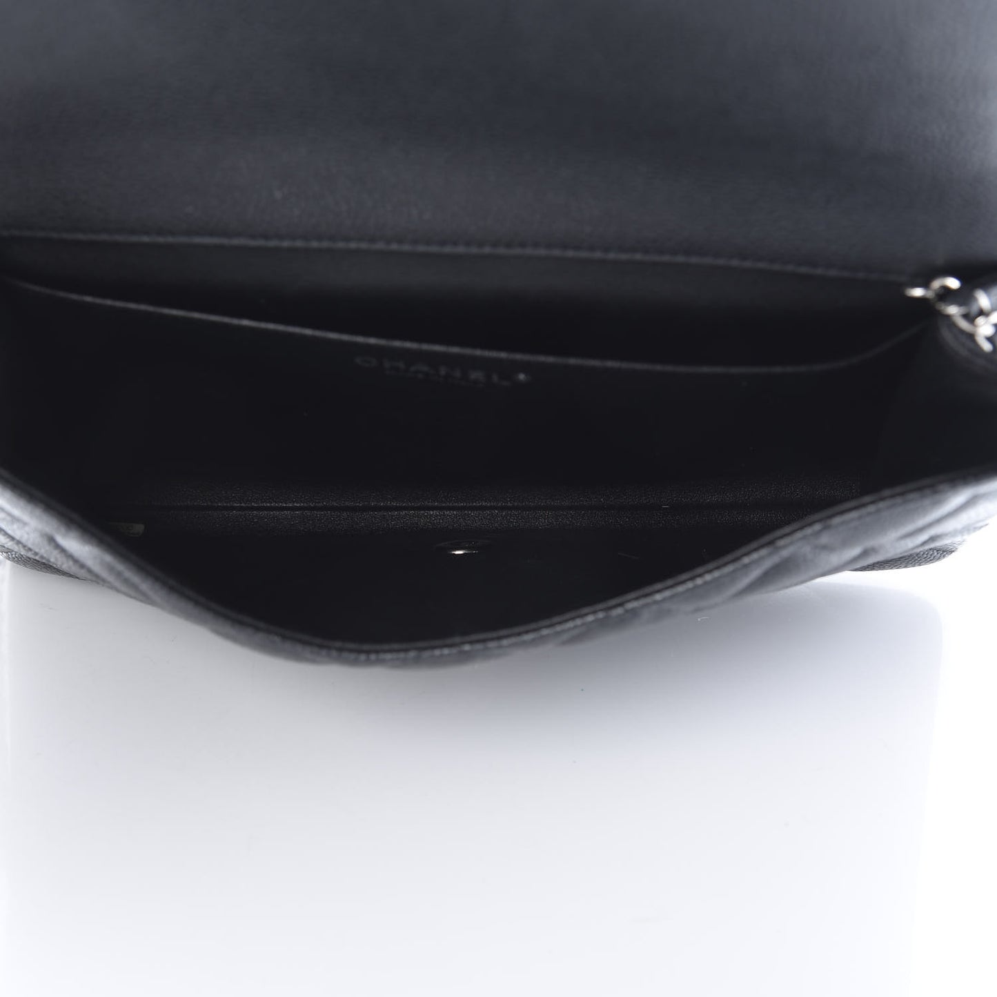 Caviar Quilted Clutch With Chain Flap Black