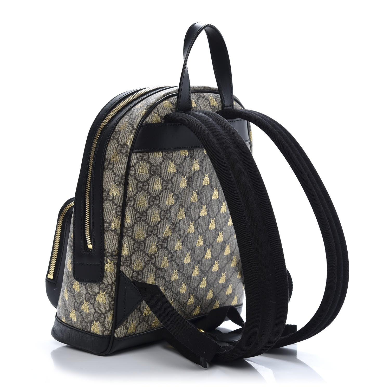 Gucci GG Supreme Monogram Bees Print Small Day Backpack Beige Oro Black 2 of 11