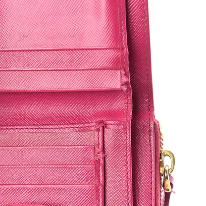 Prada Saffiano Metal Compact Zip Around Wallet Peonia 9 of 10