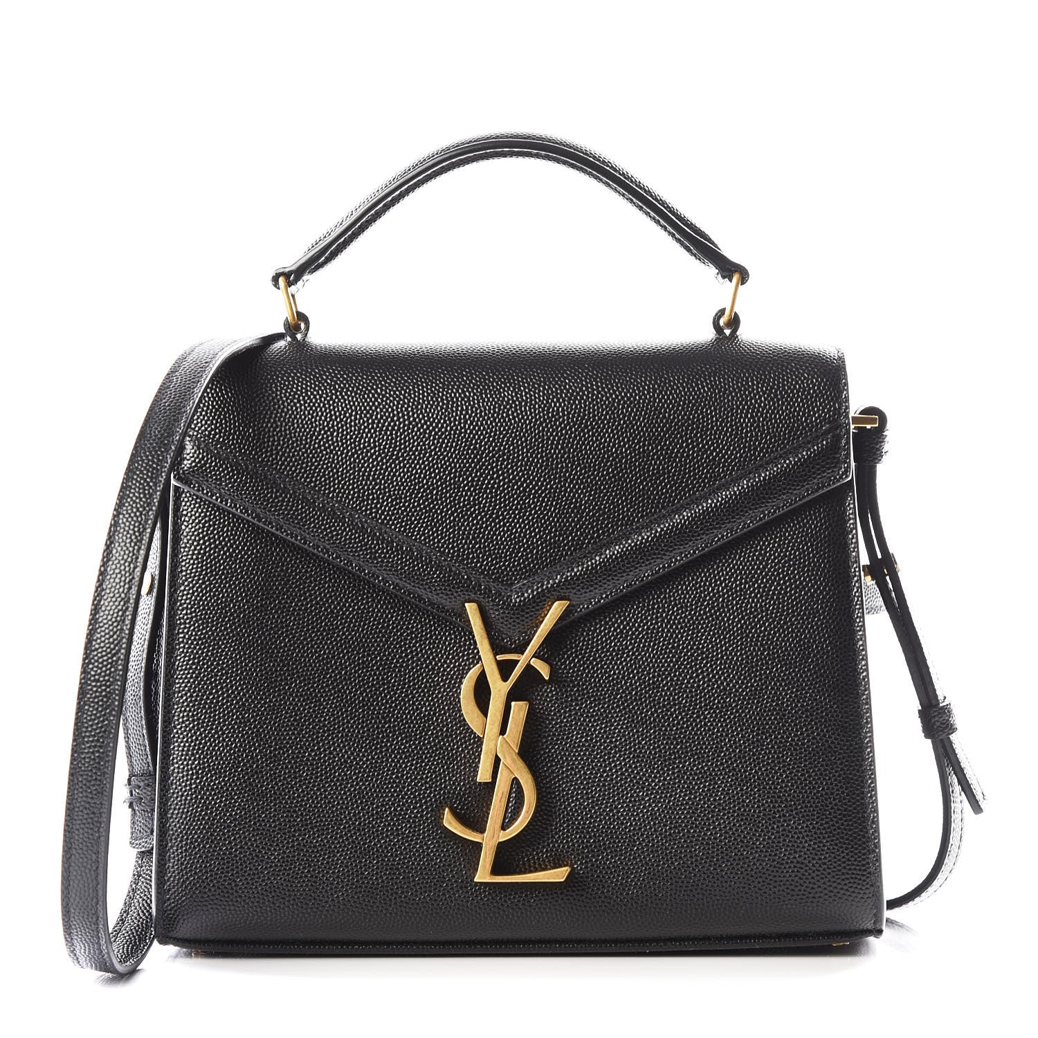 Saint Laurent Grain de Poudre Mini Classic Monogram Cassandra Top Handle Black Rouge Legion 1 of 8