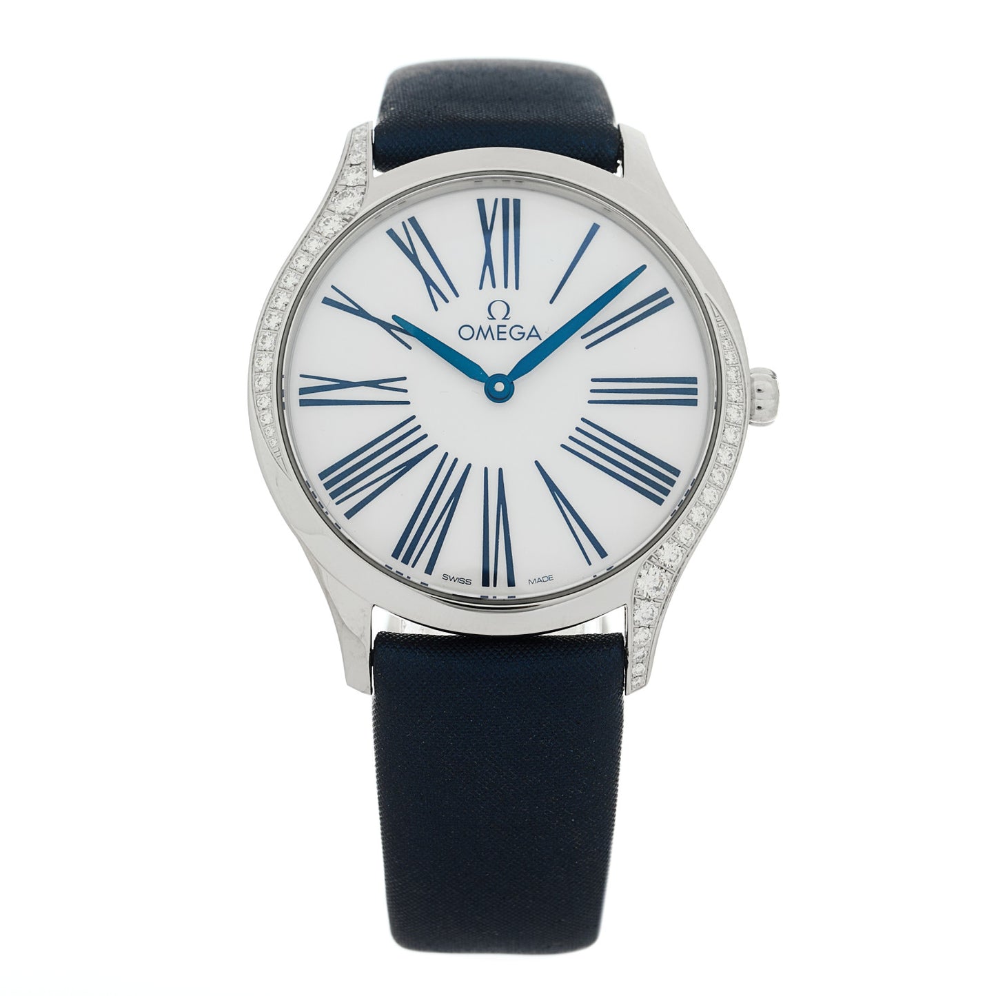 Stainless Steel Satin Diamond Bezel 36mm De Ville Tresor Quartz Watch White 428.17.36.60.04.001