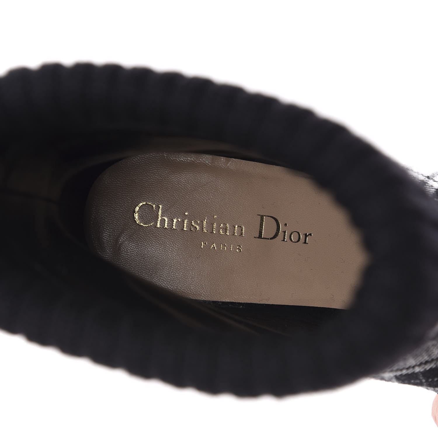 Christian Dior Tartan Fabric Beat Ankle Boots 37.5 White Black 8 of 11