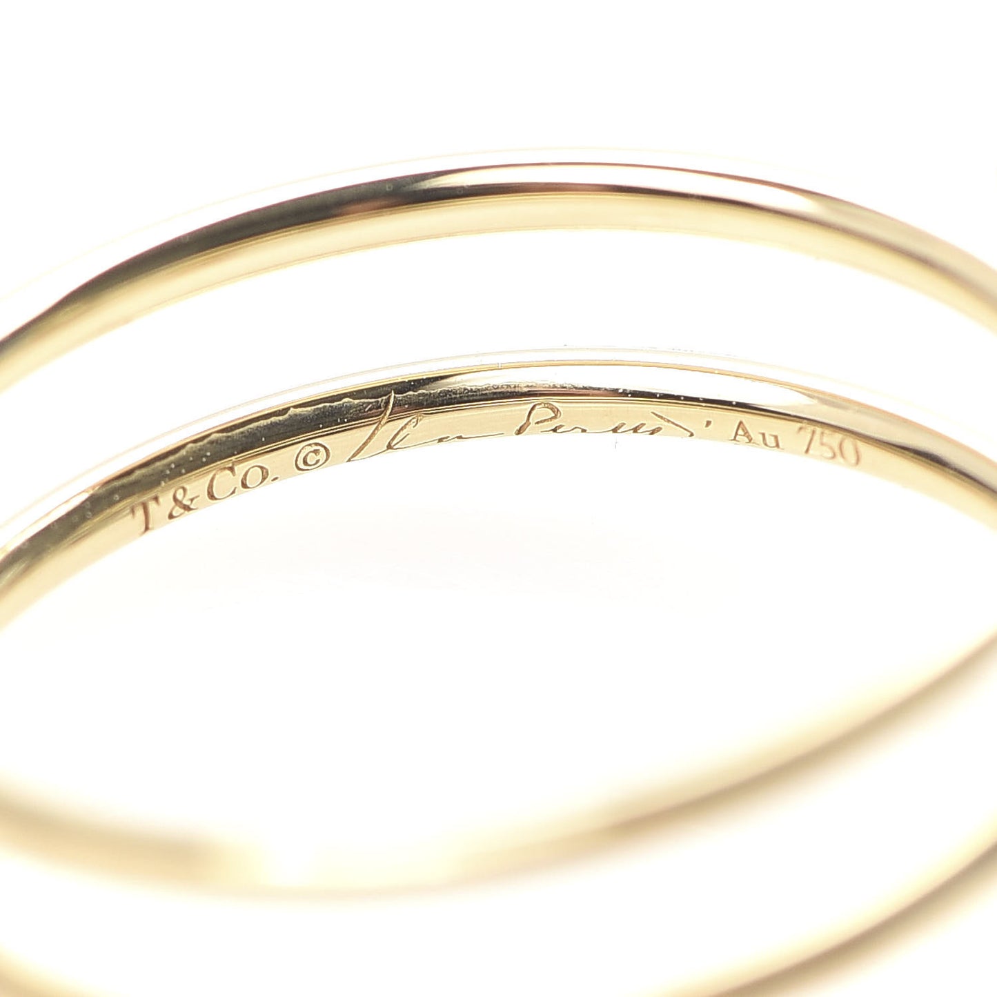 18K Yellow Gold Diamond Elsa Peretti Double Hoop Ring 52 6