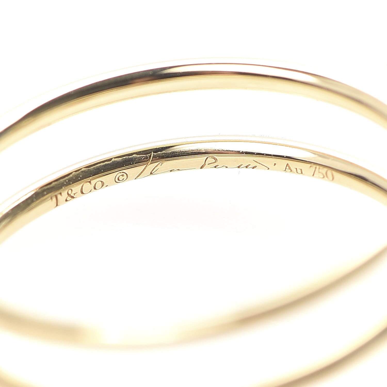 Tiffany 18K Yellow Gold Diamond Elsa Peretti Double Hoop Ring 52 6 4 of 6