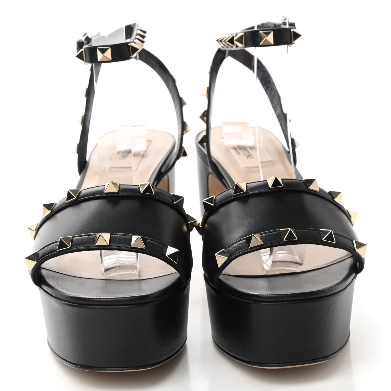 Valentino Garavani Calfskin Nappa Rockstud 35/75mm Platform Sandals 39 Black 2 of 11