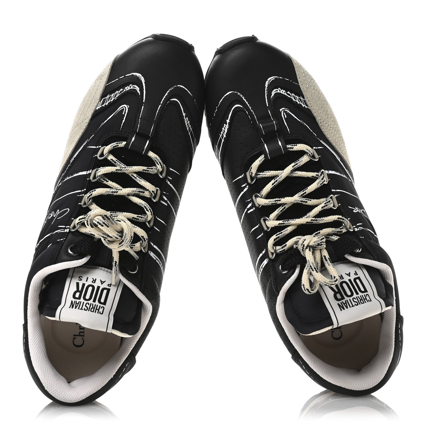 Calfskin Nylon Womens D-Sketch Sneakers 40 Black