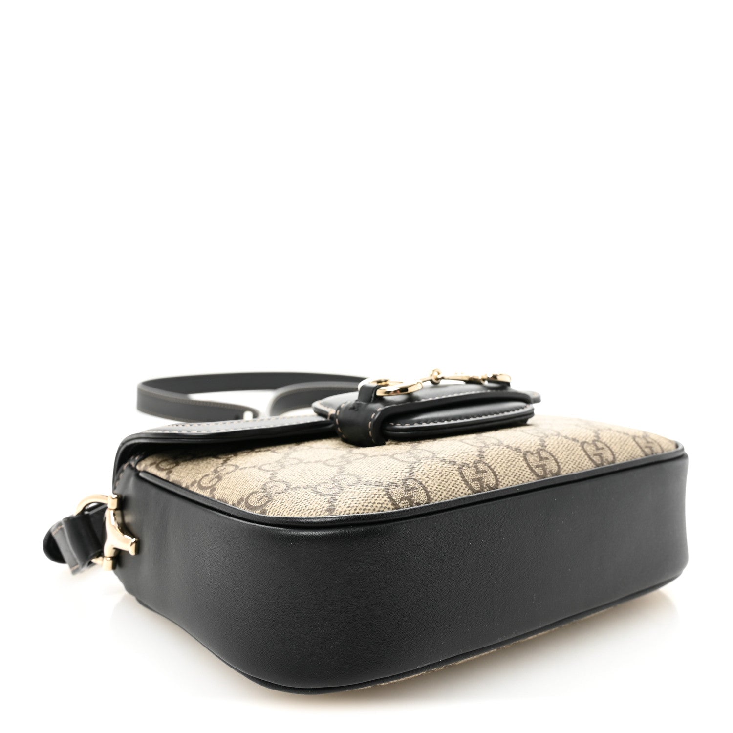Gucci GG Supreme Monogram Horsebit 1955 Soft Small Shoulder Bag Beige Black 4 of 11