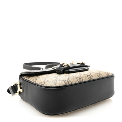 Gucci GG Supreme Monogram Horsebit 1955 Soft Small Shoulder Bag Beige Black 4 of 11