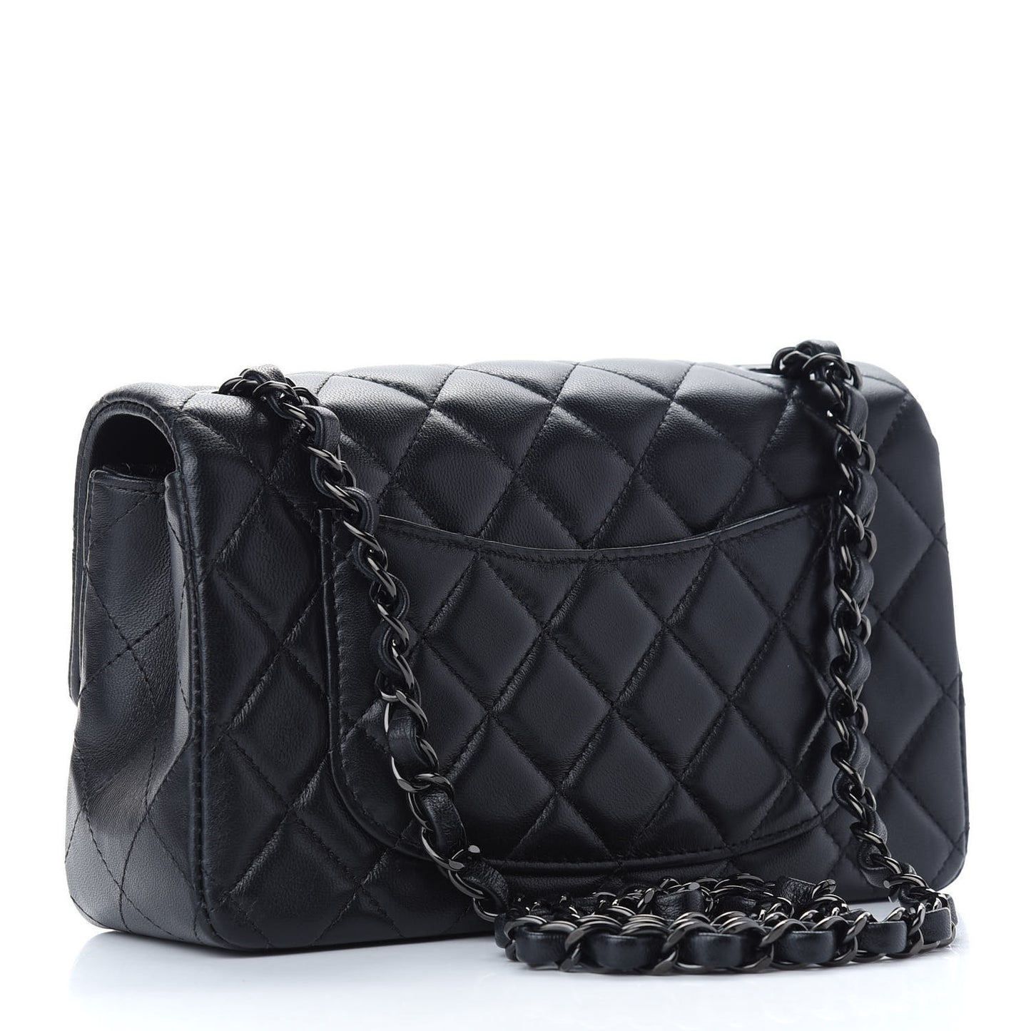 Lambskin Quilted Mini Rectangular Flap So Black