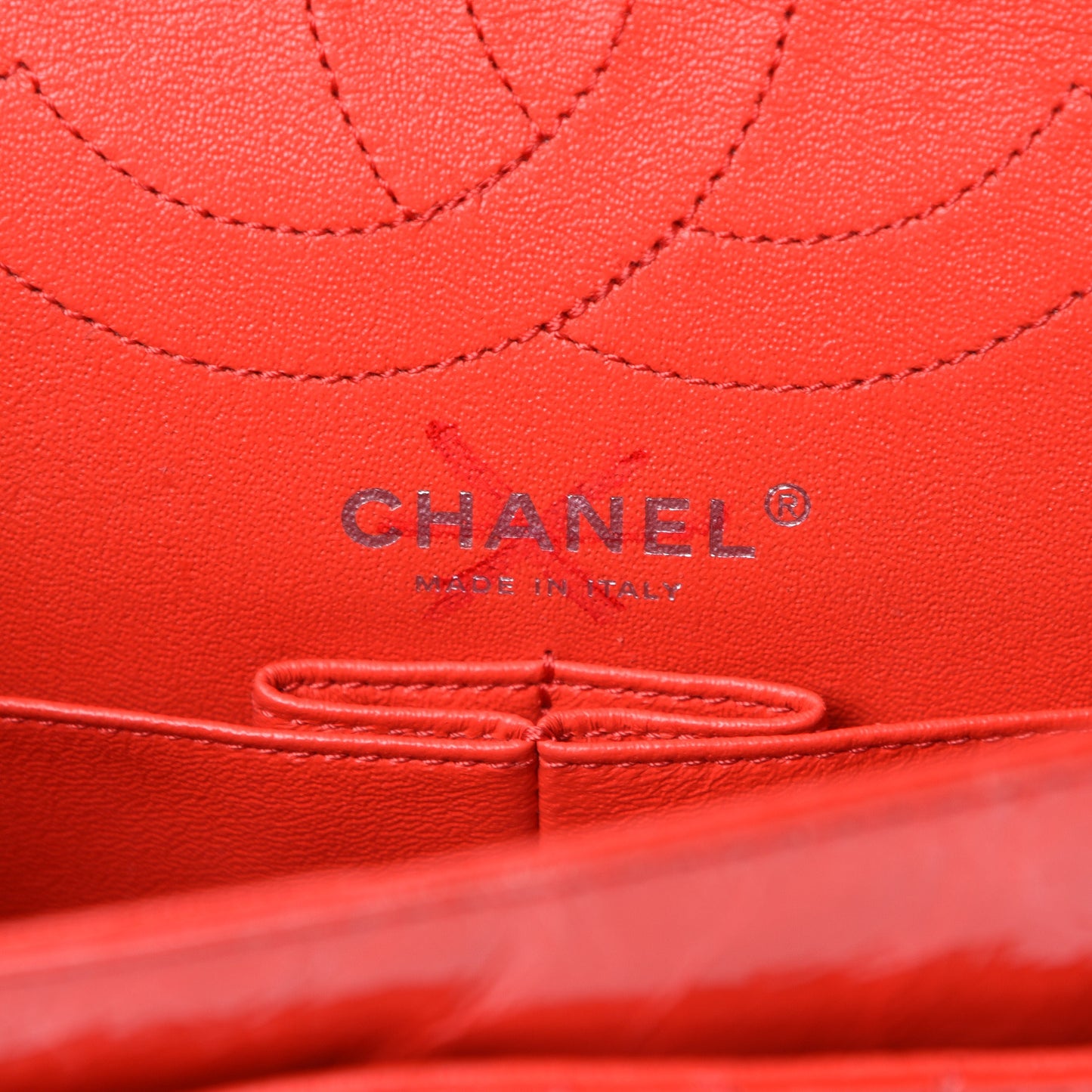 Patent Distressed Calfskin Quilted 2.55 Reissue 225 Flap Red