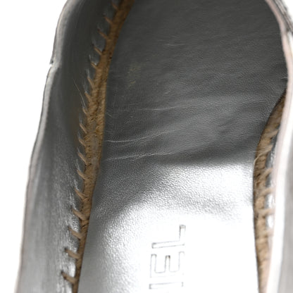 Chanel Laminated Goatskin CC Espadrilles 39 Silver 10 of 15