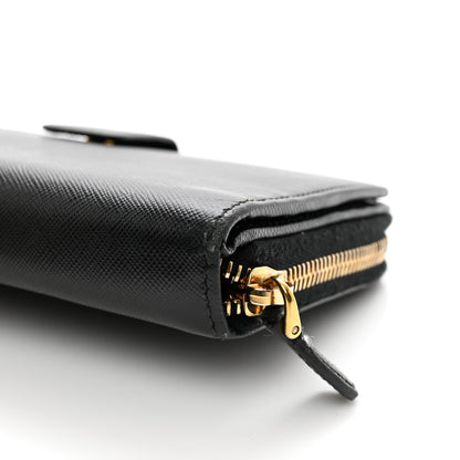 Prada Saffiano Metal Zip Around Organizer Wallet Black 10 of 11