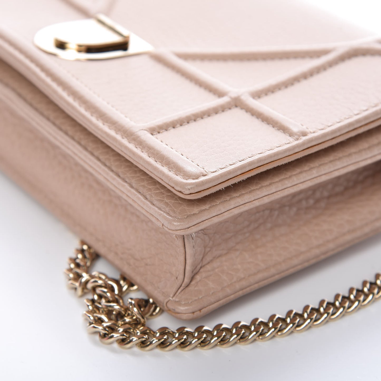 Grained Calfskin Diorama Wallet on Chain Pouch Nude