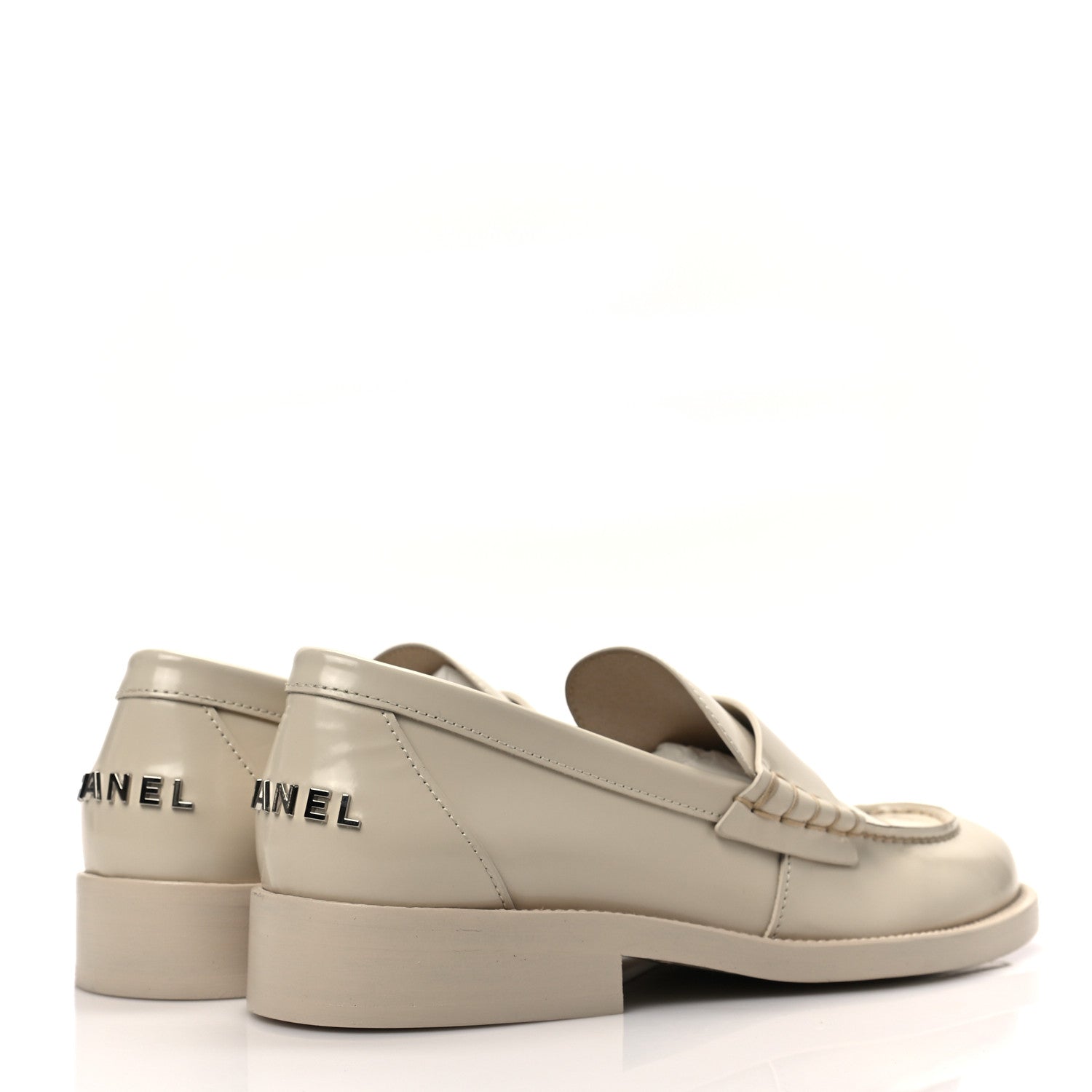 Chanel Shiny Calfskin Loafers 38 Beige 4 of 9