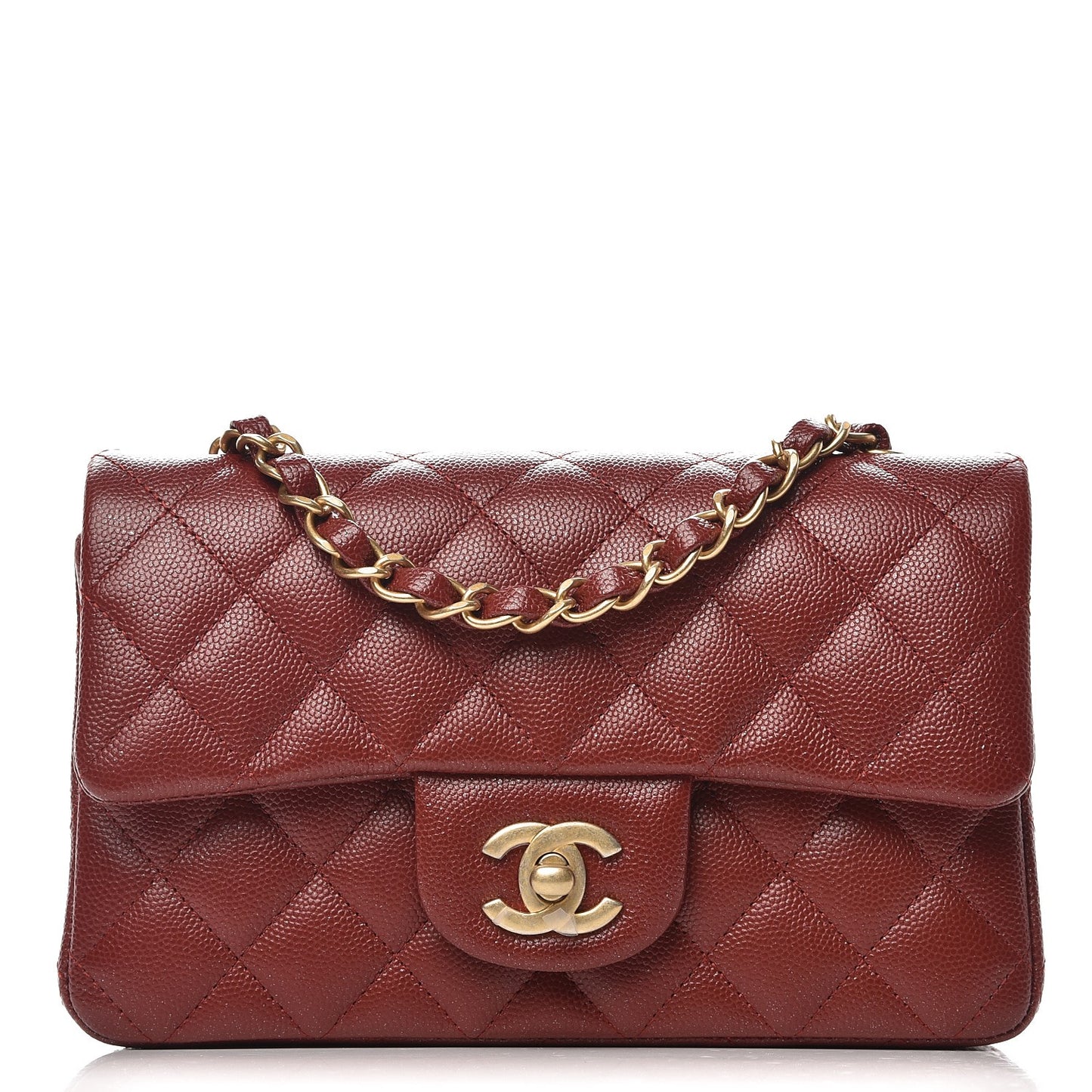 Caviar Quilted Mini Rectangular Flap Burgundy