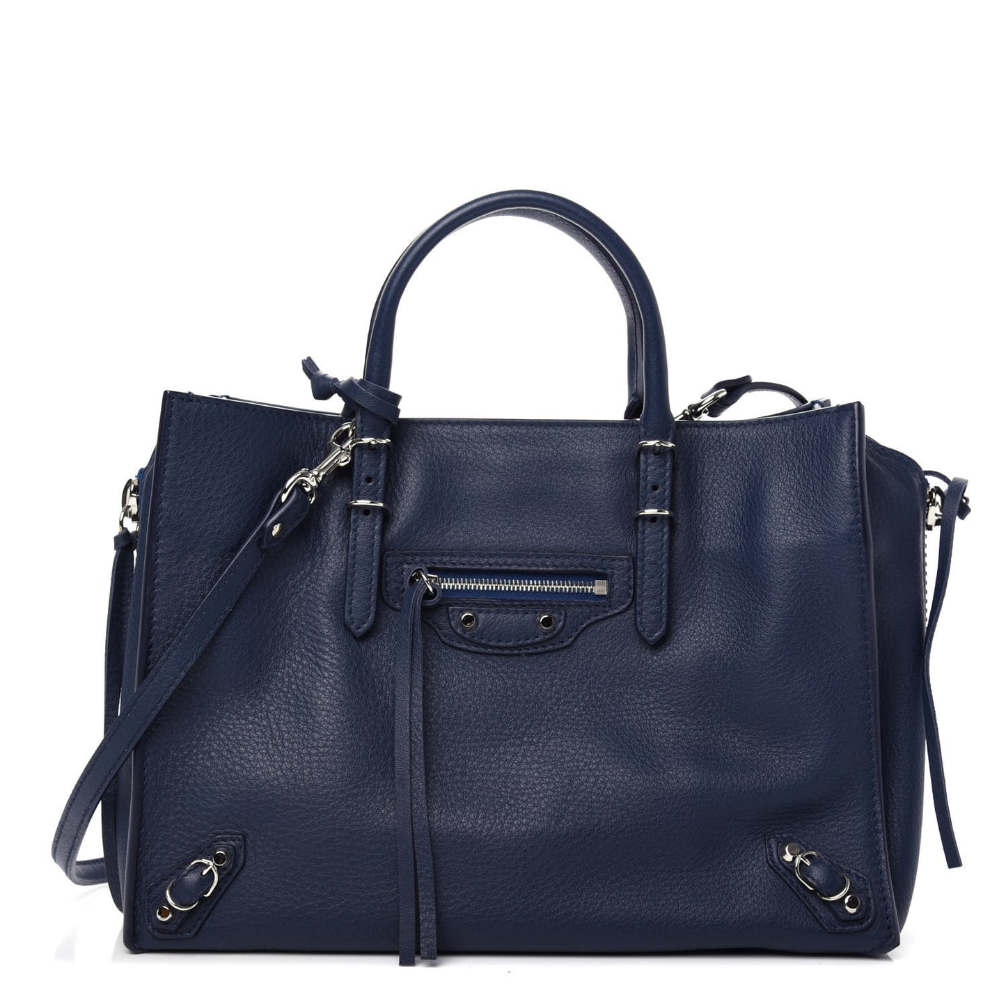 Veau Papier A6 Zip Around Tote Bleu Profond