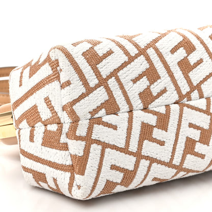 Fendi Raffia Chenille Shiny Nappa FF 1974 Small Fendi First Natural White Miele Scuro 9 of 10