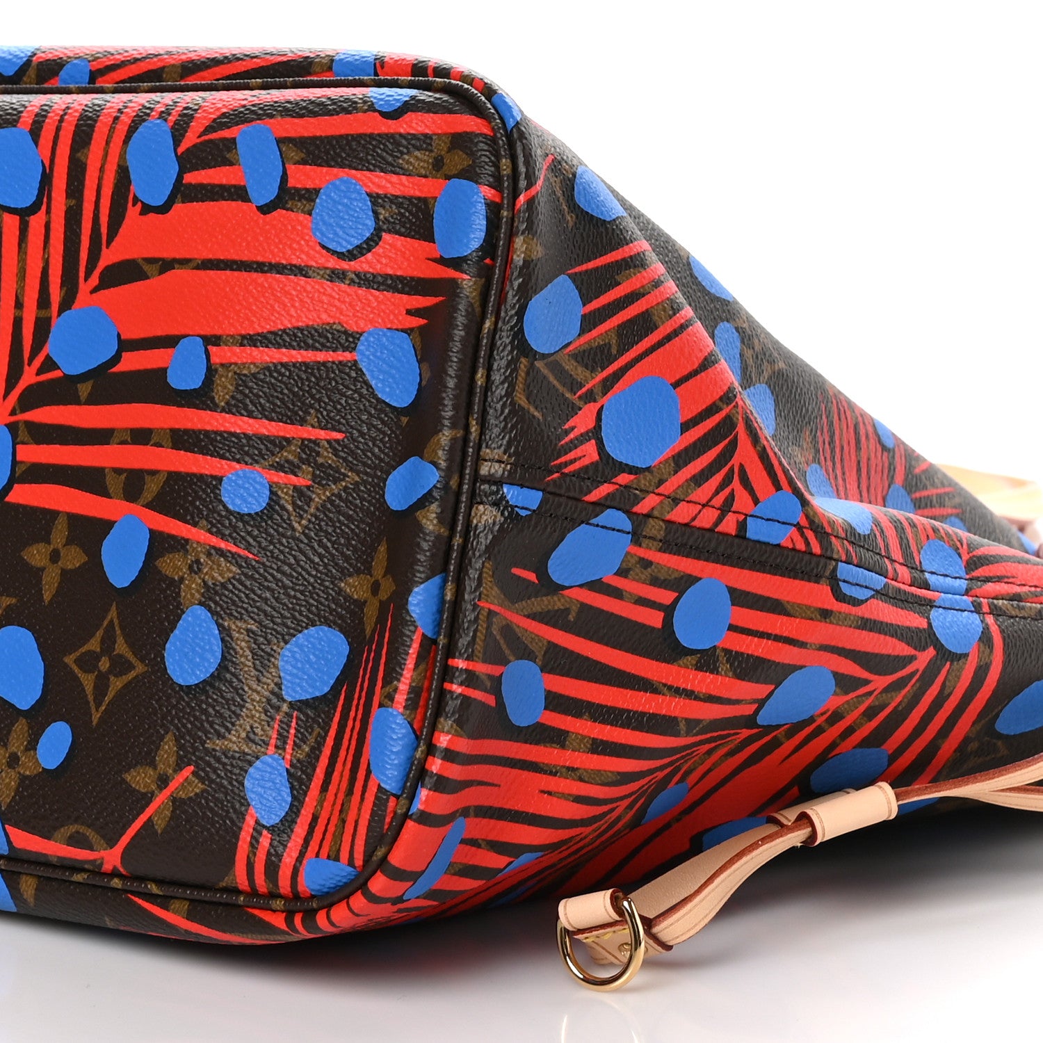 Louis Vuitton Monogram Jungle Dots Neo Neverfull MM Coquelicot Denim 10 of 11